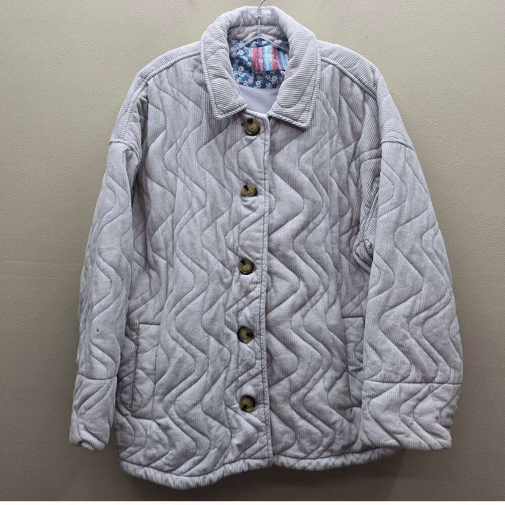 Urban Outfitters Corduroy Hallie Coat Quilted Pattern Button Up Jacket Size Med